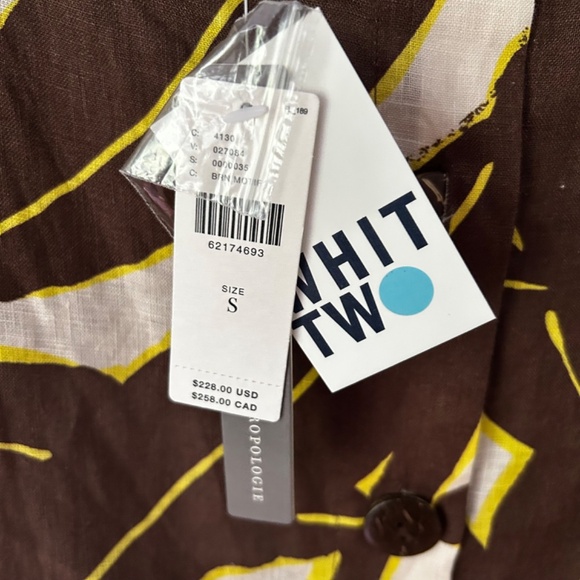 Botanical Leaf Linen Back-button Midi Dress (WHIT TWO for Anthropologie) - Picture 3 of 4